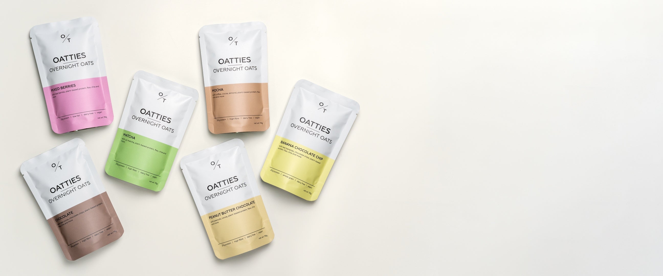 OATTIES Overnight Oats 6 flavours Banner